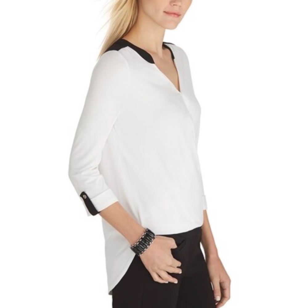 WHBM 3/4 SLEEVE HIGH-LOW HEM KNIT TOP Large - Picture 3 of 3